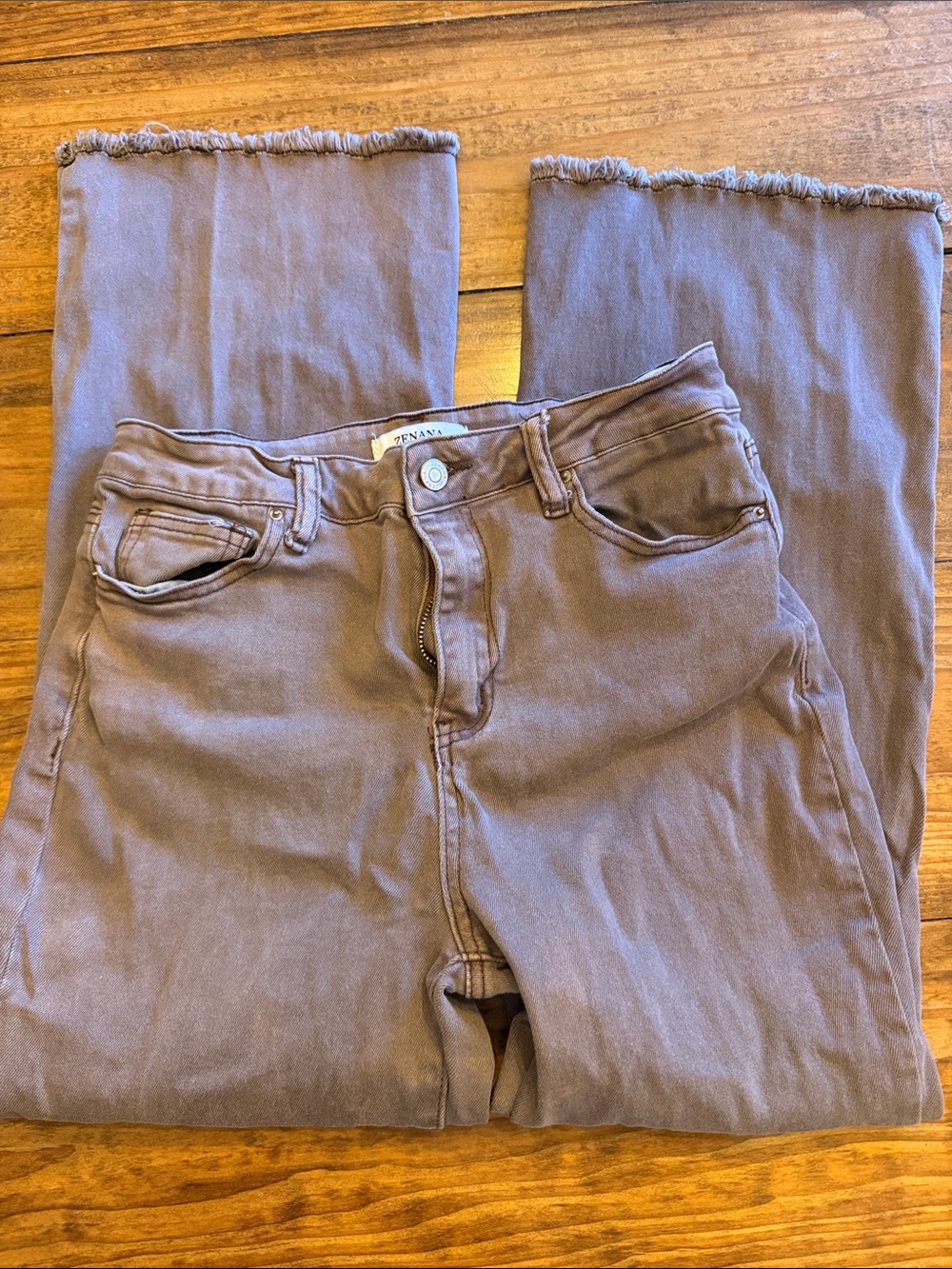 Zenana Outfitters Cropped Wide-Leg Jeans in brown